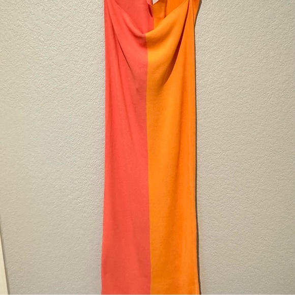 New Zara Tied Knit Halter Pink Orange Colorblock Midi Dress 9598/095 Large - Picture 10 of 10